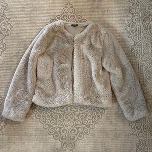 Wild Fable Silver Faux Fur Jacket, Size Medium